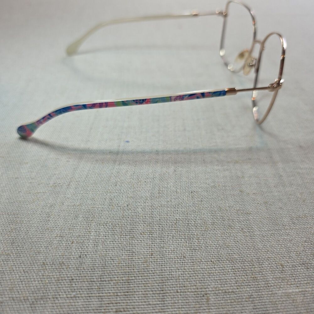 Lilly Pulitzer Catalina Eyeglass Frames Gold Metal Floral Temple Arms Women's - Picture 4 of 10